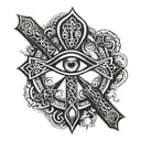 Ankh Symbol with eye tattoo design idea