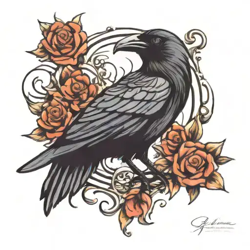 I would like to have a tattoo template for my left arm. The tattoo should have a raven in its claw tattoo design idea