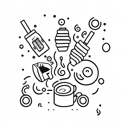 coffee mug whose vapor are books tattoo design idea