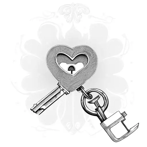 A heart-shaped lock and key with intricate details, representing the client's occupation as a beautician and their ability to unlock the beauty within others tattoo design idea