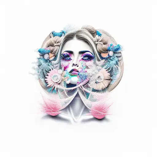 A beautiful illustration of a beautician transforming someone's appearance tattoo design idea