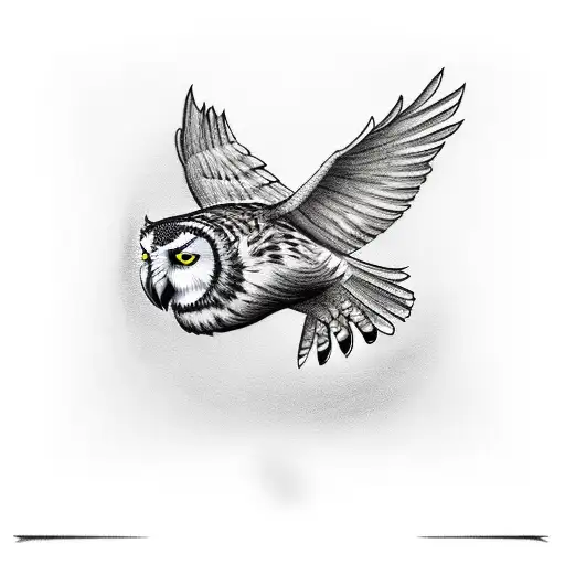 owl flying and holding a hogwats letter with her beak tattoo design idea