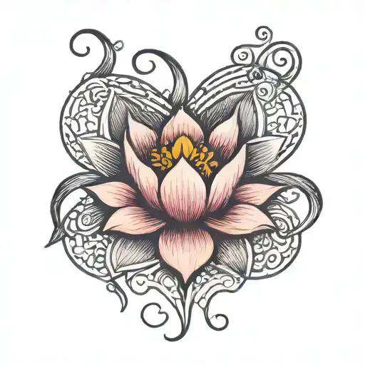 lotus heart infinity symbol tattoo design idea