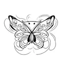 cat roses butterfly tattoo design idea