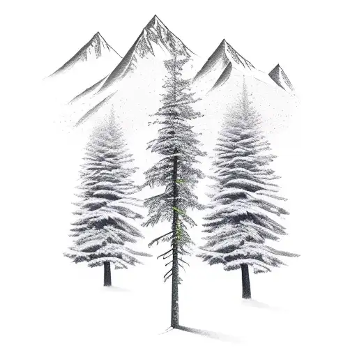 tracking, hiking, mountains, travel, forest tattoo design idea