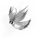 pheasant feather and swallow tattoo design idea