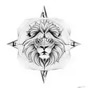 Lion with compass  tattoo design idea