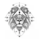 Lion with compass  tattoo design idea