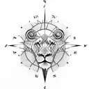 Lion with compass  tattoo design idea
