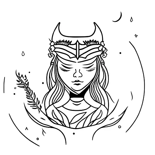 A powerful sun warrior princess surrounded by blooming plants tattoo design idea