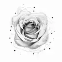 A dotwork design combining the elegance of a rose with the sharpness of a throwing star tattoo design idea