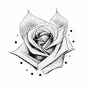 A dotwork design combining the elegance of a rose with the sharpness of a throwing star tattoo design idea