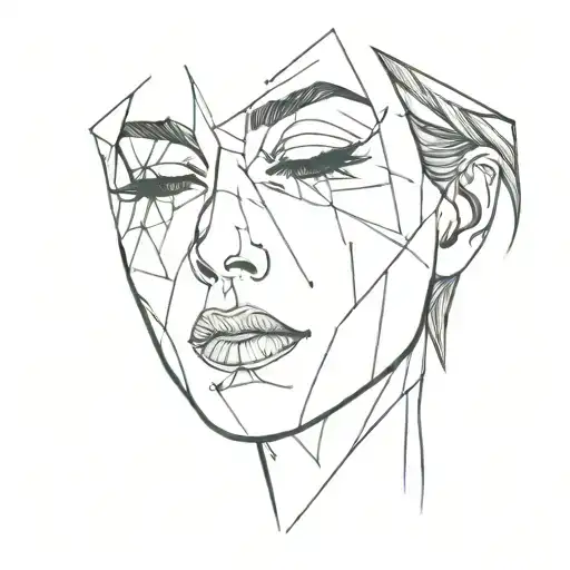 Broken glass shards with a face of crying woman posing tattoo design idea