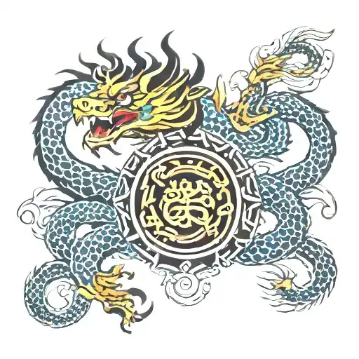 Vietnamese dragon motifs with mythical designs tattoo design idea