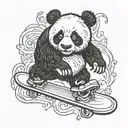 panda skating tattoo design idea