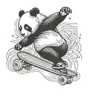 panda skating tattoo design idea