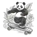 panda skating tattoo design idea