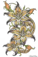 spider lilly flowers intertwined tattoo design idea