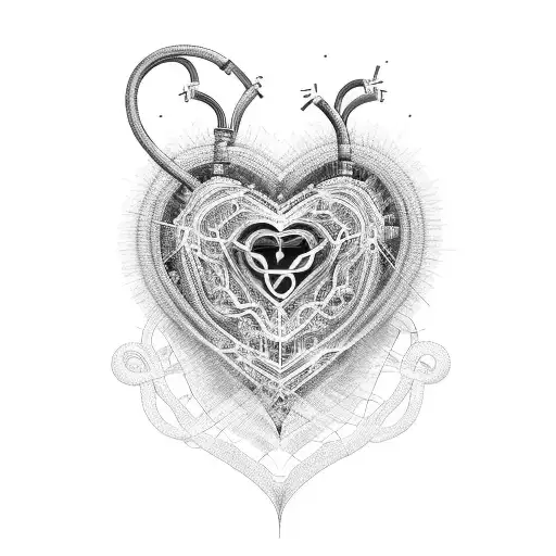An intricate design of electrical wires forming the shape of a heart, with the name 'Gabriela' incorporated into the design tattoo design idea