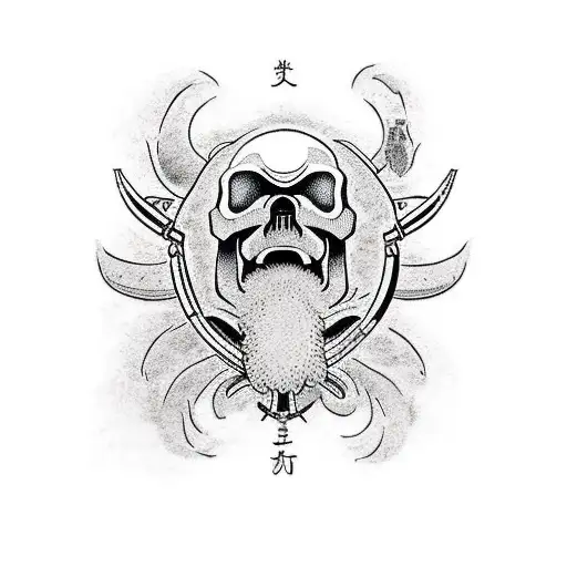m4 rifle and dwarf skull tattoo design idea