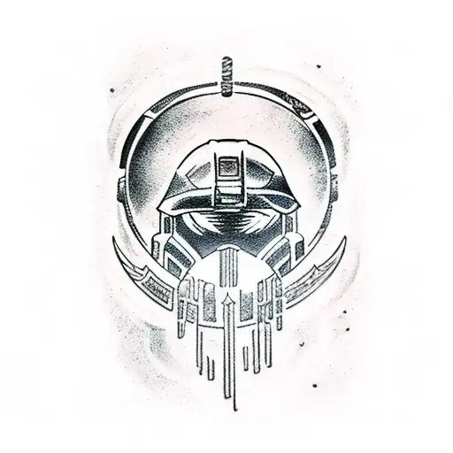 halo difficulty shield with m4 rifle and dwarf skull tattoo design idea