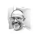 A sketch-style portrait of your dad, Gary Jones, with a gentle smile and kind eyes tattoo design idea