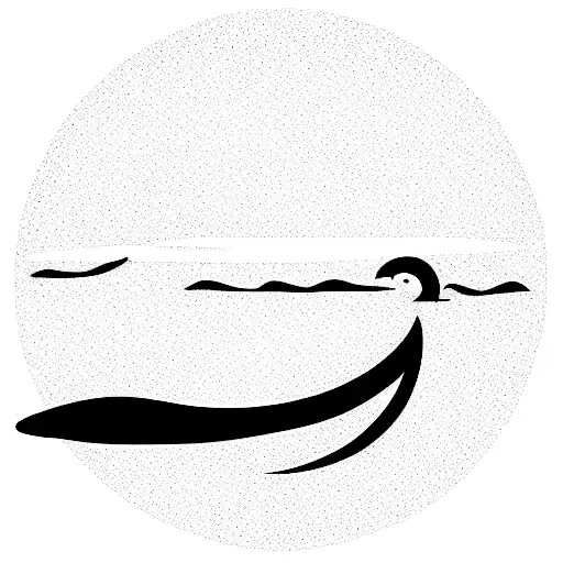 sun and a surfboard with waves tattoo design idea