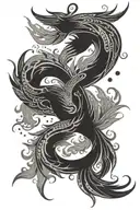 Phoenix and sanscrit symbol for metta tattoo design idea