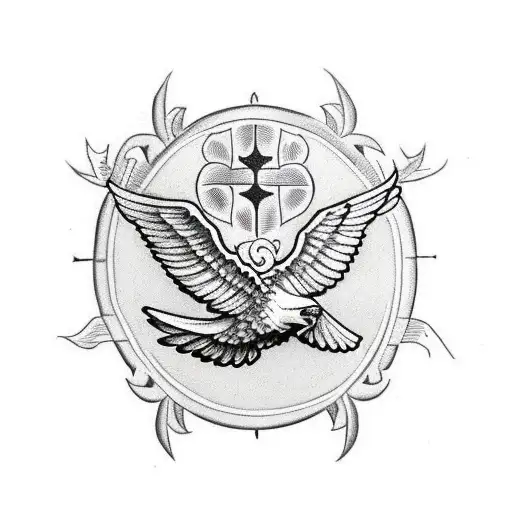 eagle in shape of cross with fleur de lis in corners tattoo design idea