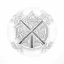 large Circle with AB initials inside, surrounded by dainty leaf and swirl designs. All connected. wax seal monogram tattoo design idea