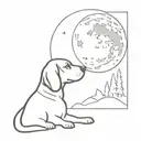 A minimalist design of a beagle howling at the moon, symbolizing the client's connection to nature and love for dogs tattoo design idea