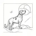 A minimalist design of a beagle howling at the moon, symbolizing the client's connection to nature and love for dogs tattoo design idea