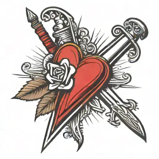 Dagger and heart tattoo design idea