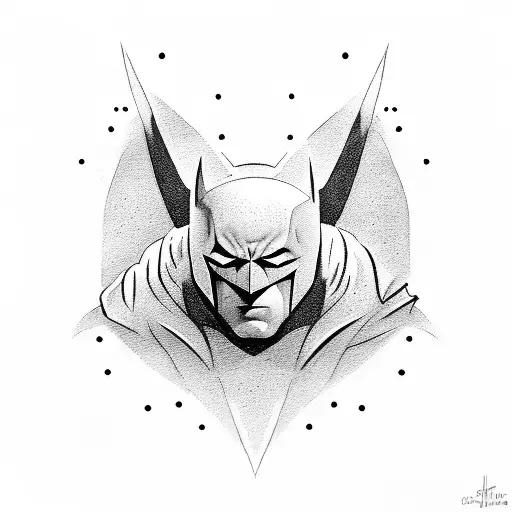 symbol of batman with little bats tattoo design idea