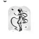 space cowgirl pinup, snake, alien, lasso, horse,  tattoo design idea