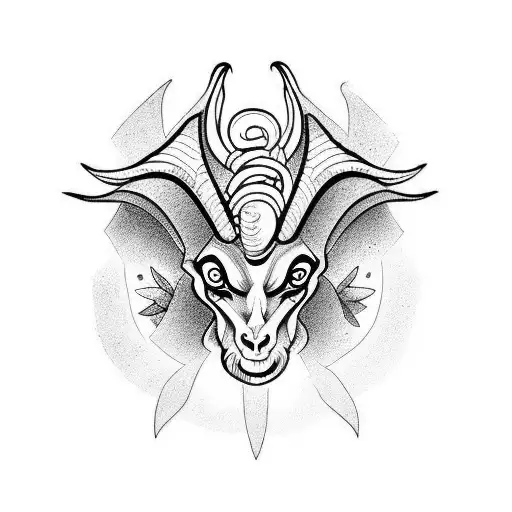 Baphomet with monkey face instead of goat tattoo design idea