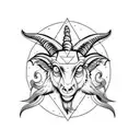 Baphomet with monkey face instead of goat tattoo design idea