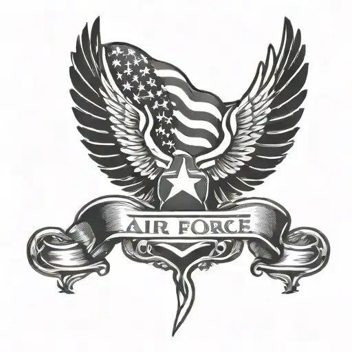 Air Force wings with flag inside tattoo design idea