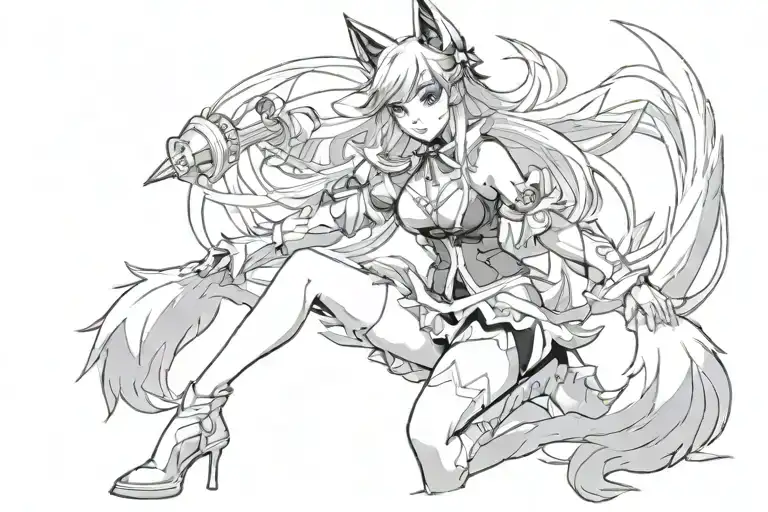 ahri league of legends hot goth tattoo design idea