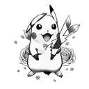 Pikachu and roses tattoo design idea