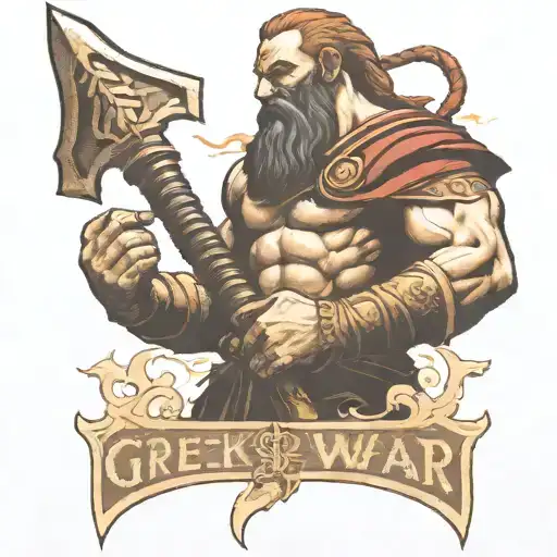 Create a traditional style tattoo drawing featuring the Greek god of war, Ares.  tattoo design idea