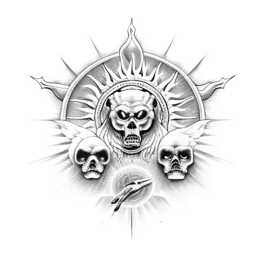 old school heaven sun angel animal  tattoo design idea