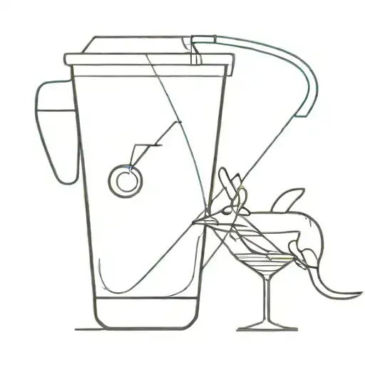 A minimalist tattoo of a computer mouse and a cocktail glass, representing your passion for technology and going out for drinks tattoo design idea