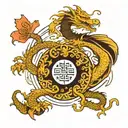 dragon and butterfly yin and yang symbol tattoo design idea