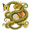 dragon and butterfly yin and yang symbol tattoo design idea