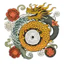 dragon and butterfly yin and yang symbol tattoo design idea