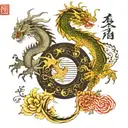 dragon and butterfly yin and yang symbol tattoo design idea