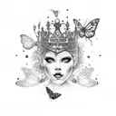 black queen with butterfly tattoo design idea