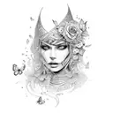 black queen with butterfly tattoo design idea