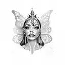 black queen with butterfly tattoo design idea